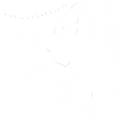 White unicorn rearing on hind legs with a horn, flowing mane, and curled tail on a black background.